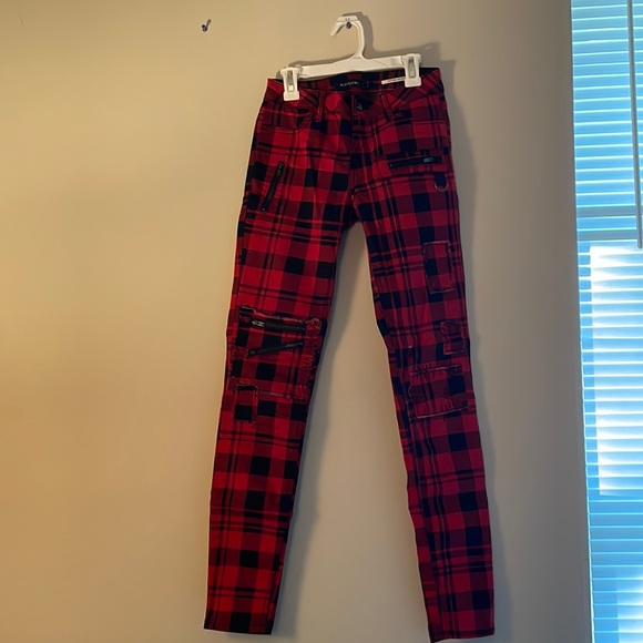 Killstar Denim - BLACKHEART goth plaid skinny jeans